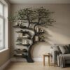 Black Tree Branch Bookshelf Wall Mount Mid Century