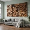 Modern Carved Wall Art, Handcrafted Textured Wooden Panel Hanging Decor for Living Room & Bedroom