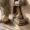 Sculptural Bookshelf Handcrafted Curved Wood Shelves For Home Office
