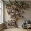 Black Tree Branch Bookshelf Wall Mount Mid Century