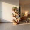Rustic Tree Plant Stand Botanical Living Room