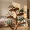 Rustic Tree Plant Shelf Indoor Green Display Living Room