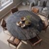 Contemporary Round Dining Table With Abstract Cutout Design For Dining Room And Kitchen