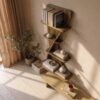 Sculptural Bookshelf Handcrafted Curved Wood Shelves For Home Office