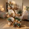 Rustic Tree Plant Shelf Indoor Green Display Living Room