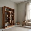 Artistic Wood Bookcase, Handcrafted Sculptural Bookshelf with Open Shelving for Living Room, Bedroom & Office
