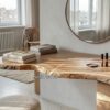 Modern Floating Solid Wood Dressing Table Wall Mounted Bedroom