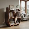 Elegant Sculptural Wooden Record Cabinet For Living Room