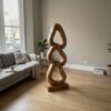 Abstract Wooden Sculpture For Elegant Coastal Balcony Decor