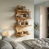 Sculptural Floating Shelf With Organic Wooden Form For Living Room And Kitchen