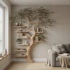 Black Tree Branch Bookshelf Wall Mount Mid Century