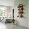 Sculptural Floating Shelf With Organic Wooden Form For Living Room And Kitchen