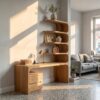 Scandinavian Writing Desk With Integrated Storage Hutch For Bedroom And Workspace