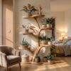 Rustic Tree Plant Shelf Indoor Green Display Living Room