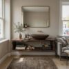 Handcrafted Wooden Vanity For Bathroom Natural Look