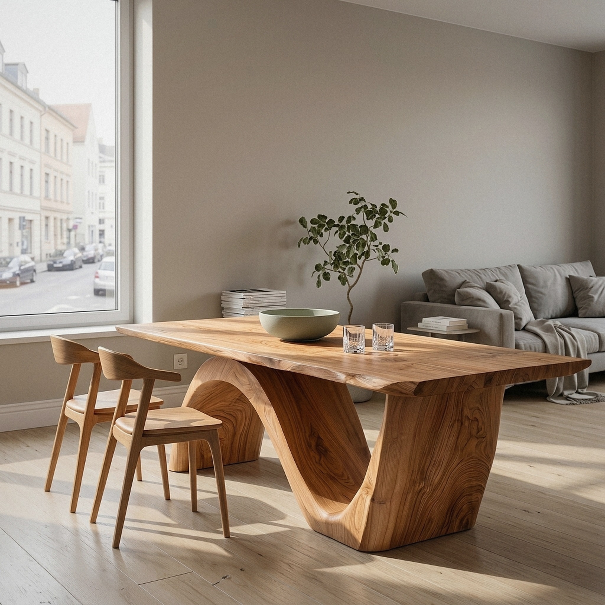4_e253fc60.jpg Contemporary Curved Base Wood Dining Table For Dining Area