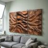 Modern Carved Wall Art, Handcrafted Textured Wooden Panel Hanging Decor for Living Room & Bedroom