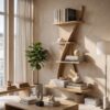 Sculptural Bookshelf Handcrafted Curved Wood Shelves For Home Office