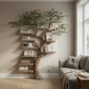 Black Tree Branch Bookshelf Wall Mount Mid Century