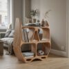 Elegant Sculptural Wooden Record Cabinet For Living Room