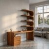Scandinavian Writing Desk With Integrated Storage Hutch For Bedroom And Workspace