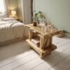 Artistic Solid Wood Display Shelf, Large Handcrafted Wooden Bookshelf & Storage Rack for Living Room
