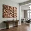 Modern Carved Wall Art, Handcrafted Textured Wooden Panel Hanging Decor for Living Room & Bedroom