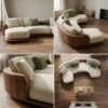 Sculptural Curved Sectional Sofa Frame Solid Wood Flowing Form Living Room And Lounge