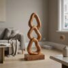 Abstract Wooden Sculpture For Elegant Coastal Balcony Decor