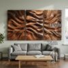Modern Carved Wall Art, Handcrafted Textured Wooden Panel Hanging Decor for Living Room & Bedroom