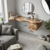 Modern Floating Solid Wood Dressing Table Wall Mounted Bedroom