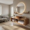 Handcrafted Wooden Vanity For Bathroom Natural Look