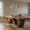 Contemporary Curved Base Wood Dining Table For Dining Area