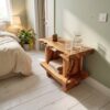 Artistic Solid Wood Display Shelf, Large Handcrafted Wooden Bookshelf & Storage Rack for Living Room