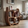 Elegant Sculptural Wooden Record Cabinet For Living Room