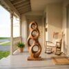 Organic Wooden Sculpture For Modern Penthouse Balcony Decor