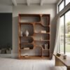 Artistic Wood Bookcase, Handcrafted Sculptural Bookshelf with Open Shelving for Living Room, Bedroom & Office