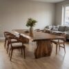 Contemporary Dining Table With Asymmetrical Natural Edge For Dining Room