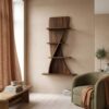 Sculptural Bookshelf Handcrafted Curved Wood Shelves For Home Office