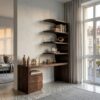 Scandinavian Writing Desk With Integrated Storage Hutch For Bedroom And Workspace