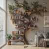 Black Tree Branch Bookshelf Wall Mount Mid Century