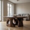 Contemporary Round Dining Table With Abstract Cutout Design For Dining Room And Kitchen
