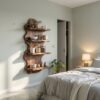 Sculptural Floating Shelf With Organic Wooden Form For Living Room And Kitchen