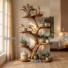 Rustic Tree Plant Shelf Indoor Green Display Living Room