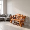 Organic Halloween Patio Bench With Interwoven Tree Inspired Frame For Garden