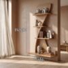 Sculptural Bookshelf Handcrafted Curved Wood Shelves For Home Office