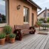 Natural Halloween Garden Bench With Sculptural Branch Back For Porch