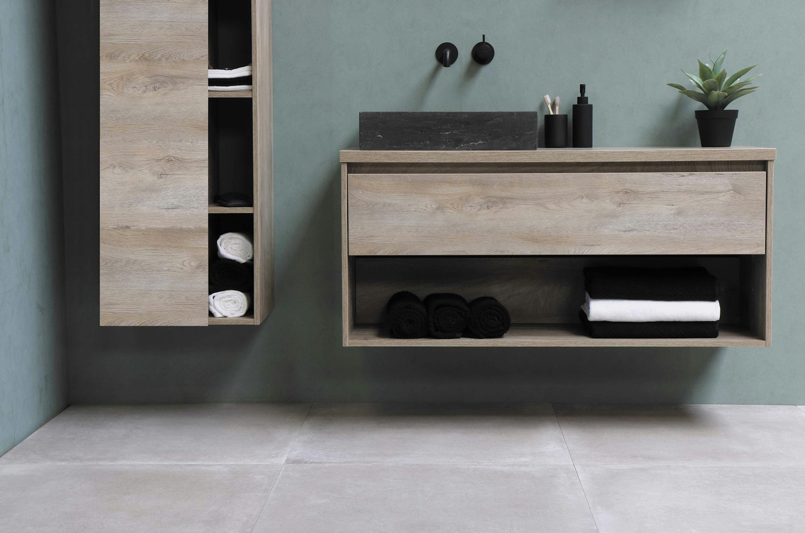 Live Edge Floating Bathroom Vanity, Japandi